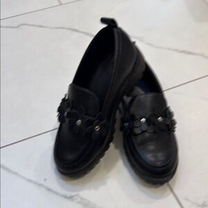 GAP Girls Black Loafers with Floral Detail